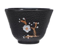 80ml Cast Iron Teacup, Japanese Style Handleless Cup for Gongfu Tea | Black Vintage Finish, Magpie Dot Motif, Ornamental Drinkware for Herbal Infusions, Tea Flights, Restaurants and Households