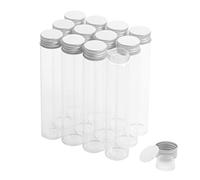 80ml Glass Clear Test Tubes with Screw Caps and Plastic Stoppers, Liquid Sample Vials, Leak-Proof Flat Test Tubes, 12PCS