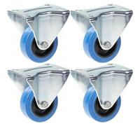 80mm 3" castor blue rubber fixed strong 560kg capacity, set of 4