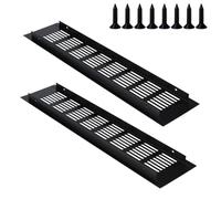 80mm*350mm Air Vents Grille Cover Aluminum Alloy Internal Ventilation Grilles Black Louvred Wall Vent Kitchen Cupboard Wardrobe Accessory (2 Pieces)