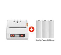 80MM 3inch Portable Thermal Printer Bluetooth Receipt Label Printing Maker (Color : White 3Rolls Paper)