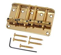 80mm 4 Strings Bass Bridge Tailpiece Adjustable with Screws,Golden 8cm | Metal iron baseplate,durable,easy install,fully adjustable saddles,high mass design,fits Precision jazz,includes 5