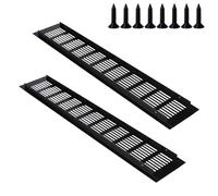 80mm*450mm Air Vents Grille Cover Aluminum Alloy Internal Ventilation Grilles Black Louvred Wall Vent Kitchen Cupboard Wardrobe Accessory (2 Pieces)