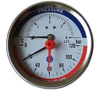 80mm 6 BAR Rear Entry 120C Temperature Pressure Gauge 1/2" BSP Thermomanometer