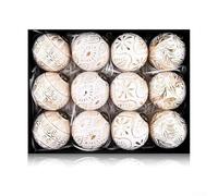 80mm Hanging Ball Ornaments 12pcs Gold White Finish(Silver)