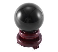 80MM Natural Black Sphere Large Crystal Ball Healing Stone with Base