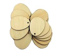 80MM Oval Wooden Pieces Egg Shaped Unfinished Christmas Wooden Tags Embellishments Round Wood Discs Cutouts Dangle Earring Blanks for DIY Jewelry Making 25PCS