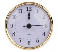 80mm Quartz Clock Movement Insert for DIY Clock Repair - Replacement Mechanism with Roman or Arabic Numerals, Gold/Silvery Trim, 73mm Hole Fit(Gold C)