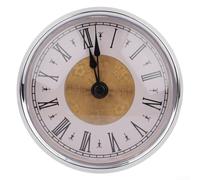 80mm Quartz Clock Movement Insert for DIY Clock Repair - Replacement Mechanism with Roman or Arabic Numerals, Gold/Silvery Trim, 73mm Hole Fit(Silvery A)