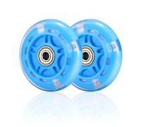 80mm Scooter Wheels Replacement for Maxi Micro, Blue | LED Flash Rear Wheel, PU Material with ABEC-7 Bearings, Scooter Accessories, 2 PCS