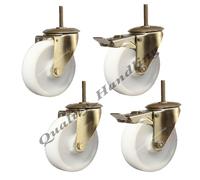 80mm stainless steel nylon bolt hole Swivel & braked castor - set of 4