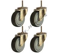 80mm stainless steel rubber bolt hole swivel castor, 60kg - set of 4