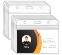 80mm Thicken Plastic Card Holder for Lanyard, 20pcs Horizontal Clear ID Card Holders, Waterproof Name Tag ID Badge Holders for Multiple Cards