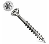 80mm Wood Screws, Torx Drive, Flat countersunk T-Star Plius Muti Head, Ground serrated, 4cut Point Self Tapping Rust-free A2 Stainless Steel Spax Decking Screw 5x80/46mm Fastener (100 pcs)
