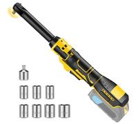 80N.m 3/8" Extended Electric Ratchet Wrench Set Compatible with Dewalt 18V 20V, 16cm Cordless Ratchet Wrench Driver Kit with 7 Sockets, 1/4" Adapter, Powered Ratchet Wrench with Light