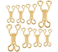 80pairs Hook and Eye Sewing, Stainless Steel Sewing Hooks and Eyes Closure, 4 Sizes Gold for Bra Clothing Trousers Skirt