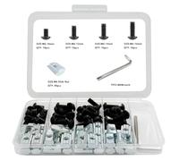 80pcs 1010 Series M6 T-Nuts Screws Kit for 6mm T-Slot 25x25mm Aluminum Extrusion Profile,with Wrench,Black