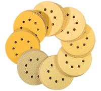 80PCS 125mm Sanding Discs 8 Hole Round Sandpaper Mixed Grits 40-320 Hook and Loop Pads Yellow Random Orbital Sander Sandpaper for Wood Metal Plastic