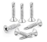 80pcs 4.2x38 mm Countersunk Self Tapping Screws Self Drilling Screws Stainless Steel Flat Head for Metal Sheets Roofing Windows, Etc