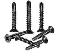 80pcs 4.2x50 mm Self Tapping Screws Self Drilling Screws Countersunk Black for Metal Sheets Roofing Windows, Etc