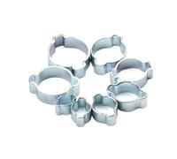 80pcs 5-20mm Double Ear Clamps O Clips-Crimp O-Clip Air Petrol Fuel Hose Pipe Zinc-Plated Steel Two