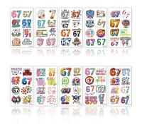 80Pcs 67 Temporary Tattoos for Kids, Fake Tattoos Kids Temporary Tattoos, 67 Stickers, Funny 6 7Graffiti Body Art Tattoo, Waterproof Decals, Party Favor for Teens Adult Humor Lover, 10 Sheets
