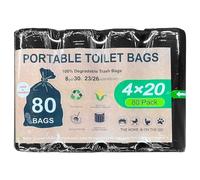 80PCS 8 Gallon Portable Camping Toilet Bags - Fits Bucket Toilet for Outdoor, Camping, RV Trips (BLACK)