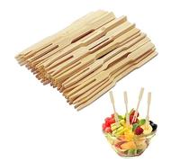 80pcs 90mm*6mm*3mm Forks, Fruit Forks, Bamboo Forks, Renewable Natural Tableware Bamboo Forks, Environmentally Friendly Wooden Forks, Hot Pot Forks, Dinner Forks, Cheese Forks