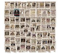 80pcs Anime Wanted Poster Stickers, Cute Vinyl Waterproof Pirate Manga Sticker for Notebook, Water Bottles, Laptop, Skateboards, Luggage, Phone Suitcase, Guitar