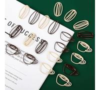 80PCS Artificial Coffee Bean and Coffee Cup Shape Paperclip,Coffee Bean-Shaped Bookmark White and Brown Paper Clip in Clear Box for Office School Decor Coffee Lovers Gifts Postcards