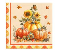 80Pcs Autumn Napkins Autumn Decorations Fall Pumpkin Halloween Decor Pumpkin Maple Leaves Harvest Paper Napkins Thanksgiving Table Decoration for Birthday Wedding 33x33cm