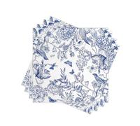 80PCS Blue Floral Paper Napkins 2 Ply Disposable Decorative Dinner Napkins for Party Birthday Wedding Decoupage. Folded 6.5x6.5 In