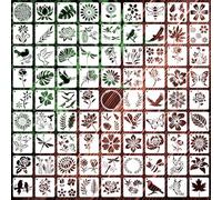 80Pcs Botanical Stencils Set, Plastic Botanical Stencils Reusable Painting Templates DIY Decor Small Animal Floral Drawing Templates for Wall Murals Fabric Art Wood Signs Kids Classroom Projects