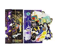 80PCS Bronzing Scrapbooking Stickers Vintage Journaling Supplies Ephemera Magic Space Galaxy Shiny Gold Foil Stickers for DIY Arts Crafts Notebook Scrapbooking Journal Collage Planner