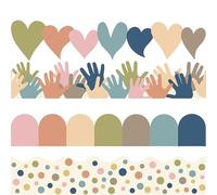 80Pcs Bulletin Board Border for Classroom Chalkboard Decoration, Heart Trim Colorful Trim Wall Decals Bulletin Board Borders