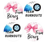 80PCS Burnouts or Bows Gender Reveal Stickers Burnouts or Bows Team Girl Team Boy Stickers Pink Bow and Blue Tire Decorations Label Sticker for Boy or Girl Car Gender Reveal Baby Shower Decor Supplies