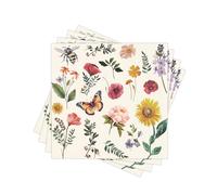 80PCS Butterfly Floral Paper Napkins 2 Ply Disposable Decorative Dinner Napkins for Party Table Home Decor. Folded 6.5x6.5 In..155