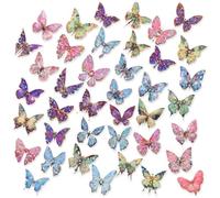 80PCS Butterfly Stickers Holographic Glitter Butterfly Stickers 3D Butterflys Wall Sticker Waterproof Transparent Butterflys Decals Decorative Sticker Label for Scrapbooking Journal Water Bottles