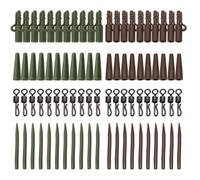 80Pcs Carp Fishing Tackle Kit, Lead Clips Tail Rubbers Anti-Tangle Sleeves