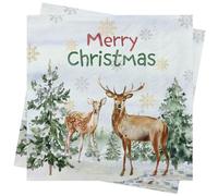 80Pcs Christmas Napkins Decorations Elk Paper Napkins Xmas Serviettes Disposable Tissue Merry Christmas Napkin Xmas Party Tablewear Accessories Decor