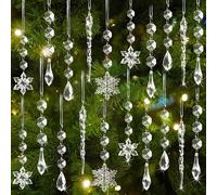 80pcs Christmas Tree Decoration Crystal Ornaments - Acrylic Christmas Snowflake Ornaments Icicle Drop Crystal Hanging Ornaments for Xmas Christmas Tree Winter Wonderland Holiday Frozen Party Decor