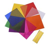 80Pcs Colored Cellophane Sheets,Iridescent Wrapping Paper 7.5 inch with Twist Ties Cello Wraps Colorful Transparency Sheet for Small Easter Eggs, Crafts, Chocolates, Arts Crafts