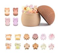 80Pcs Colorful Mini Flower Hair Clips, Cute Rabbit Clip Small Butterfly Claw Clips Toddler Jaw Clips for Women Girls with Lovely Mushroom Container (Nude+Coffee)