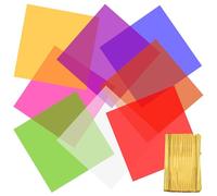 80pcs Coloured Cellophane Sheets 7.5x7.5 Inch, Acetate Sheets Cello Wrap for Arts & Crafts, Stained Glass, Candy Packaging