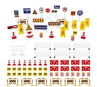 80Pcs Construction/Traffic Sign Set, Street Road Signs set with Mini Traffic Lights, Role Play Fun DIY Accessories