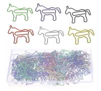 80pcs Cute Horse Shaped Paper Clips Metal Office Clips