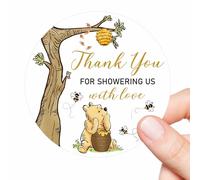 80pcs Cute Thank You for Celebrating with us Stickers Winnie Bear Baby Shower Party Supplies, Classic Pooh Bear 2 inch Thank You Stickers, Vintage Winnie Baby Shower Decorations