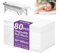 80pcs Disposable Bed Sheets, Massage Spa Sheets, Soft Non-Woven Fabric Massage Table Bed Sheet Protective Duvets for Beauty Salon, Spa, Massage, Hotels, Beautician, 180 x 80 cm (White)