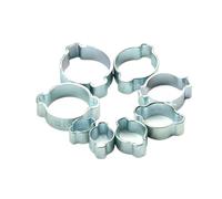 80pcs Double Ear CLAMP O Clips-Crimp Clip Air Silicone Petrol Water Fuel Hose Pipe Stainless Steel Clamps Cinch Clamp Ring