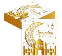 80Pcs Eid Ramadan Decoration Ramadan Napkins Eid Al-fitr Paper Napkins Ramadan Kareem Serviette Napkin Moon Star Napkins Tissue Dinner Napkins for Ramadan Mubarak Islam Muslim Eid Party Table Decor